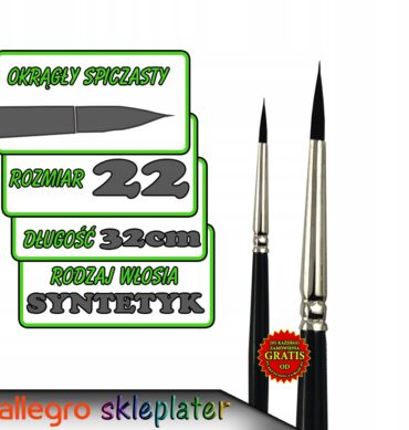 Pędzelek okrągły spiczasty czarny nr 22 syntetyk