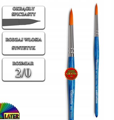 Pędzel syntetyczny okrągły rozmiar 2/0 seria 943