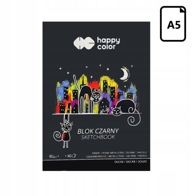 43182145.jpg Blok z czarnymi kartkami na spirali KOTY 80 g A5