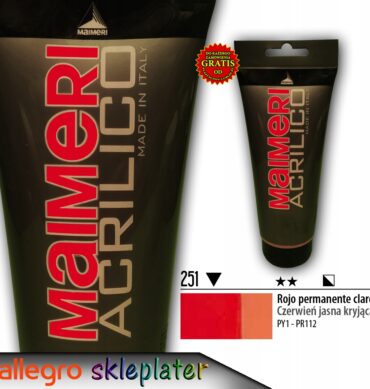 Farba akryl Maimeri 200ml Czerwień jasna perm 251