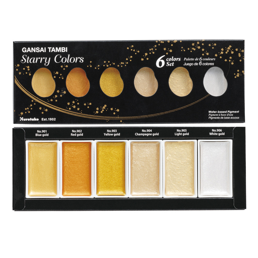 Farby akwarelowe Gansai Tambi 6szt. Starry Colors - odcienie perłowe